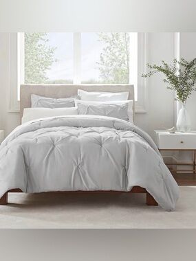 🌙 UP2B SERTA Simply Clean 3 Piece Hypoallergenic Pleated Duvet Cover Set